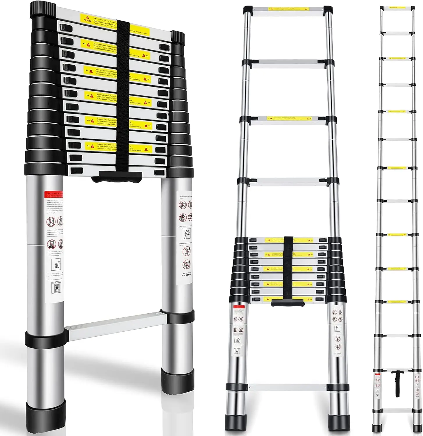 Ladder 16.5FT, Telescopic Extension Ladder, Aluminum Alloy Folding Ladder Portable Multi-Purpose for Indoor Outdoor Work, Heavy