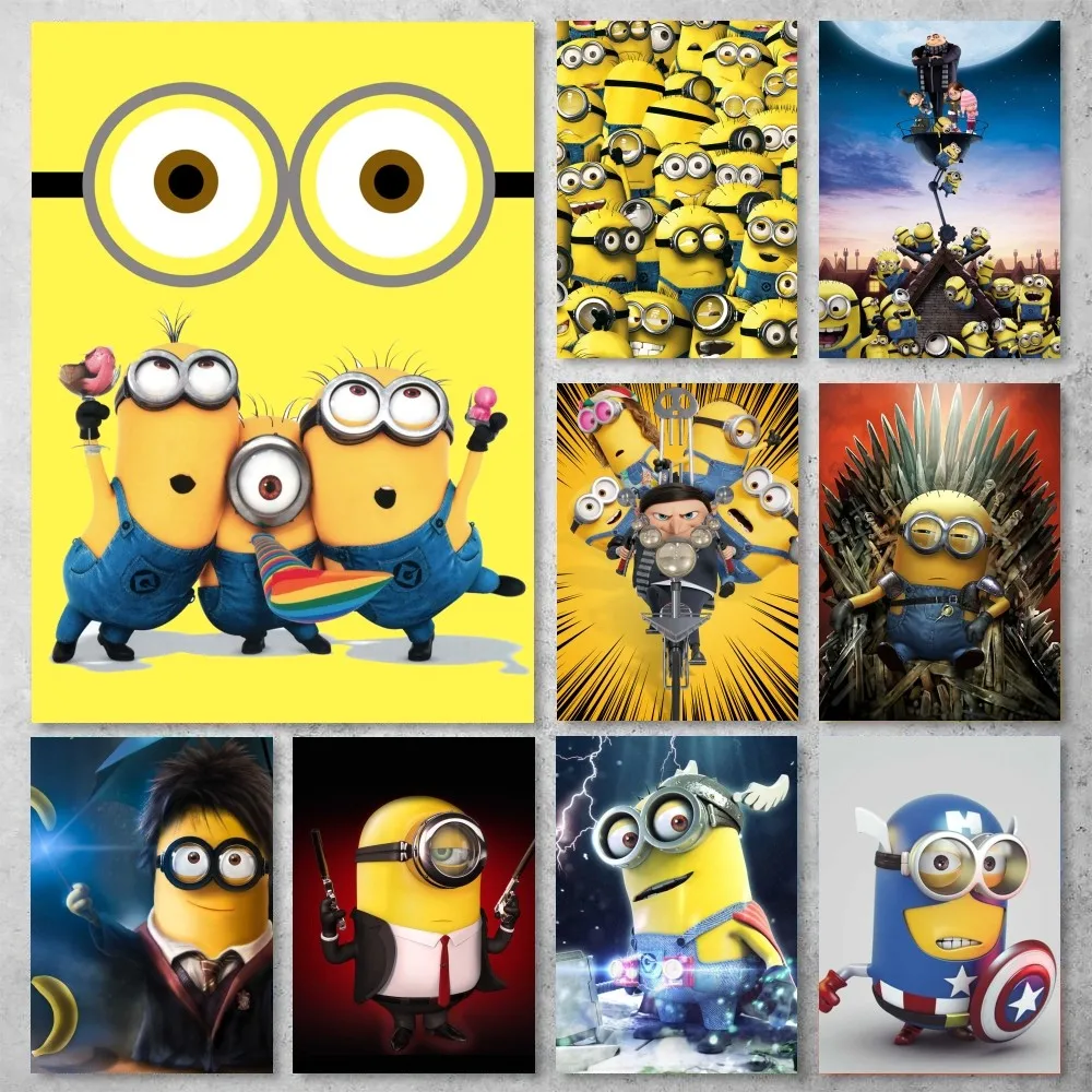 Bilibili Cute Minionss Poster Gallery Prints Self Adhesive Home Decor Decoration Wall Decals Living Room Sticker