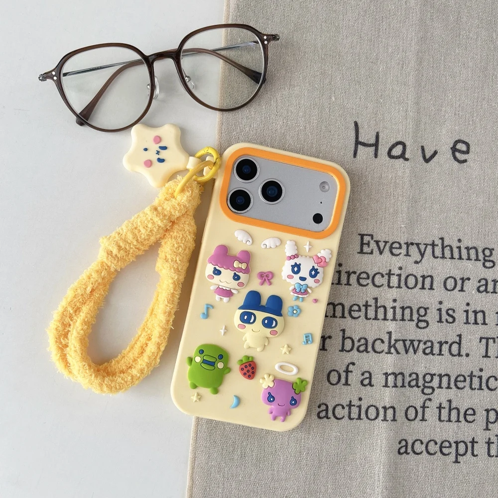 Cartoon Rabbit Emoji Phone Case For iPhone 17 16 15 14 13 12 Pro Max, Tamagotchi Style Personalized Protective Case