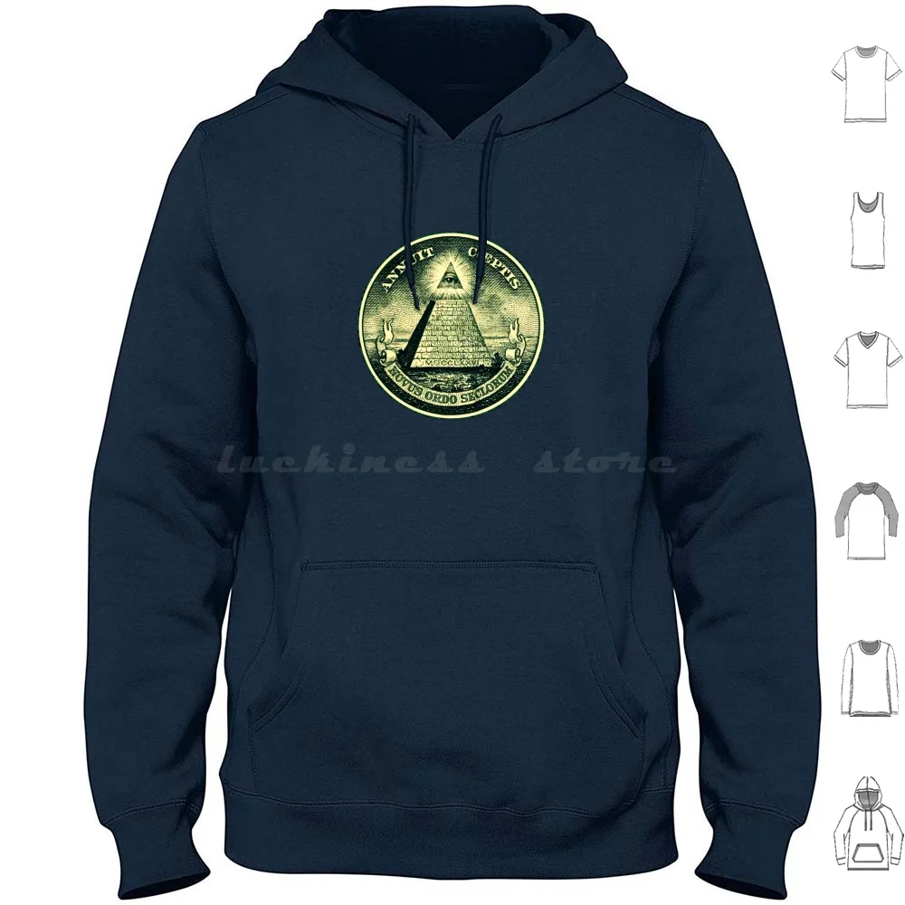 All Seeing Eye , Pyramid , Dollar , Freemason , God Hoodies Long Sleeve All Seeing Eye America Amulet Charme Believe