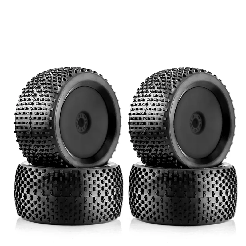 

IINBD-4Pcs 140Mm 1/8 RC Racing Car Off-Road Buggy Tire Wheel,Black