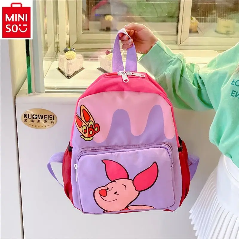 Miniso disney cartoon bonito winnie the pooh durável leve grande capacidade de armazenamento de jardim de infância mochila infantil