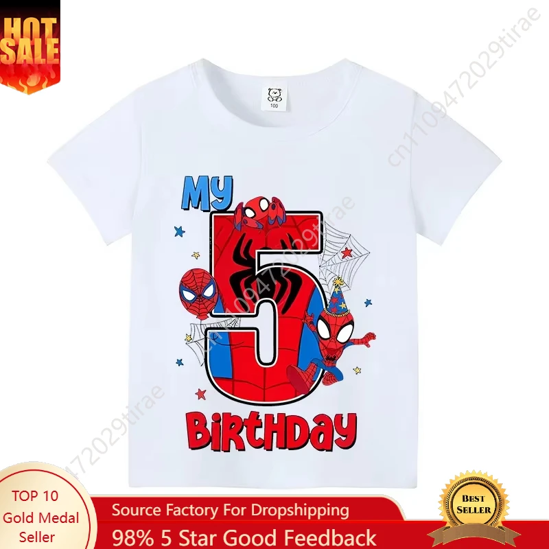 

Marvel 226 Summer Spider Man Marvel Co Branded Digital T-Shirt Cartoon Cute Boy Short Sleeved Parent Half Sleeve Cosplay
