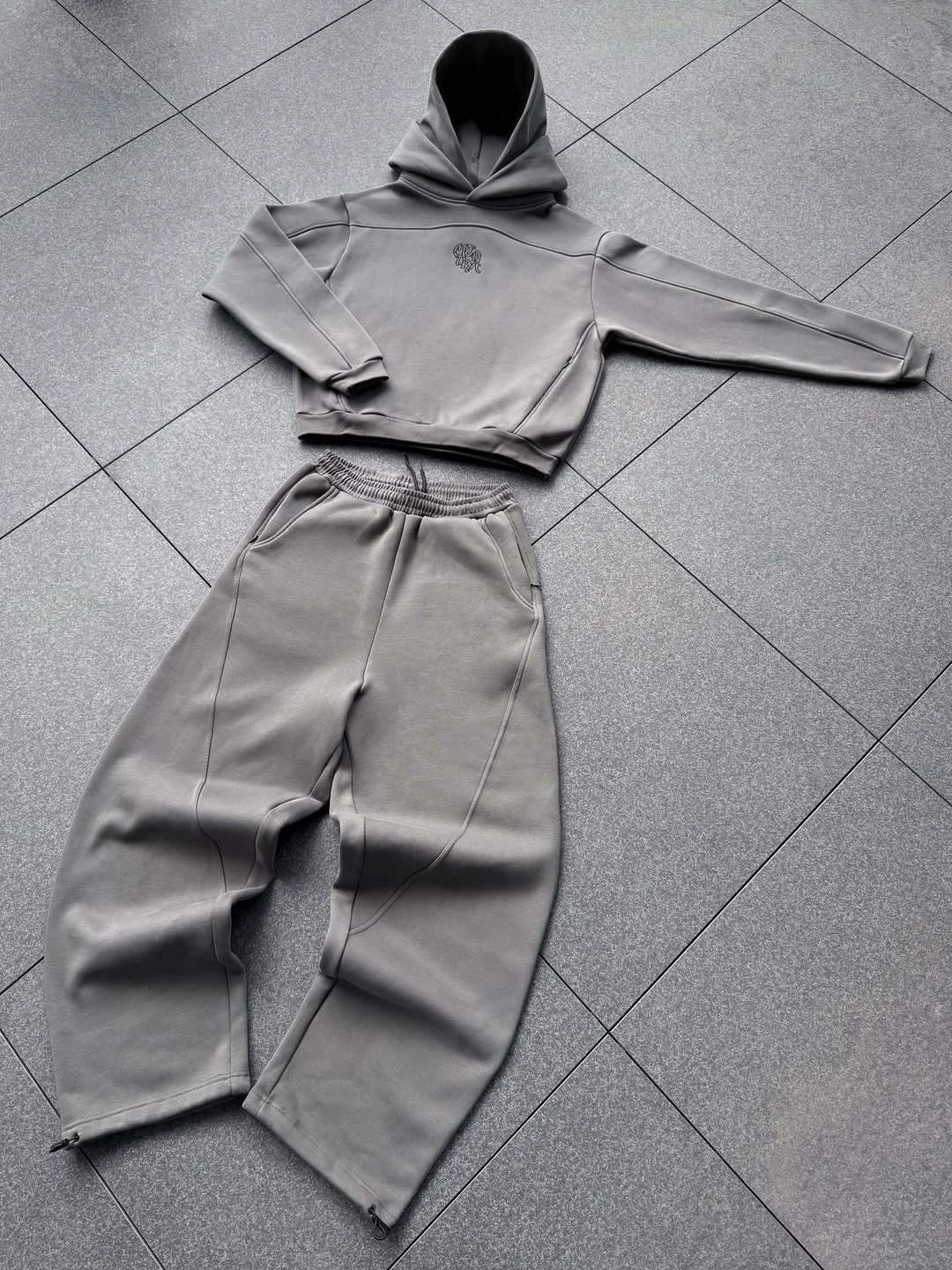 

Mertra New Double Cap Hoodie Sports Kit Cross Stitching Loose Casual Sweatpants Two Piece Set Cotton Blend Fabric ex