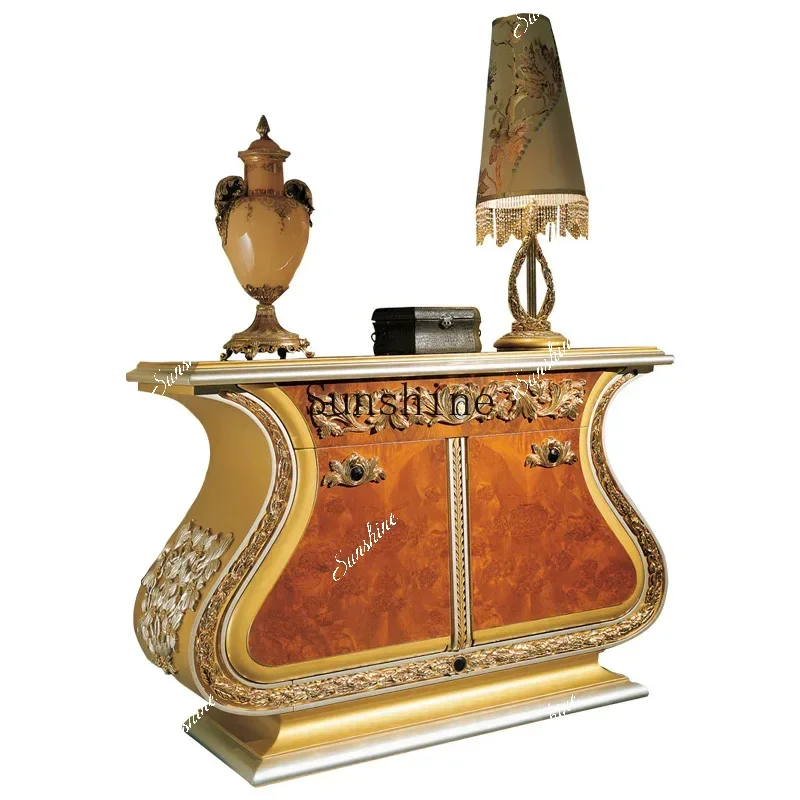 

French luxury gold shoe cabinet, neoclassical furniture customization, entrance cabinet FT