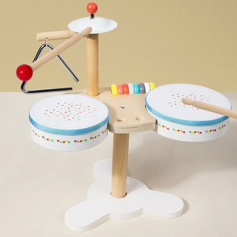 LazyChild Wooden Kids Multi Functional Music Stand Drum Percussion Toy Educational Musical Enlightenment Instrument