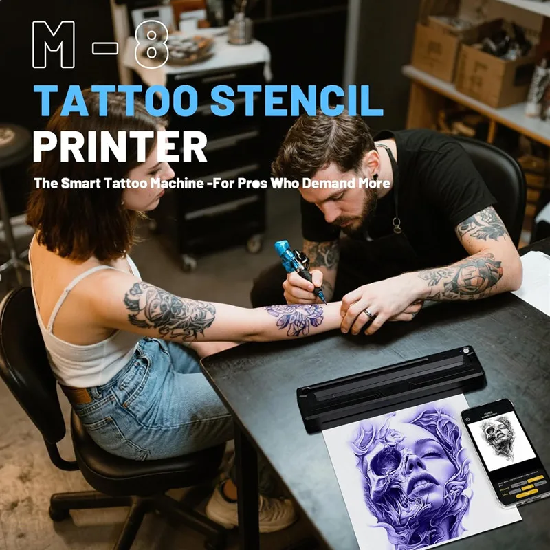 Mini Bluetooth Thermal Tattoo Printer Portable Wireless Tattoo Stencil Printer Compatible with Android iPhone Laptop iPad
