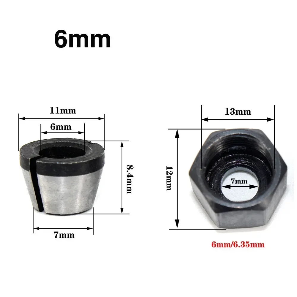 5 unids/set 6mm 6,35mm 8mm adaptador de mandril de mandril máquina de corte de grabado mandriles recortador enrutador eléctrico pinzas de broca