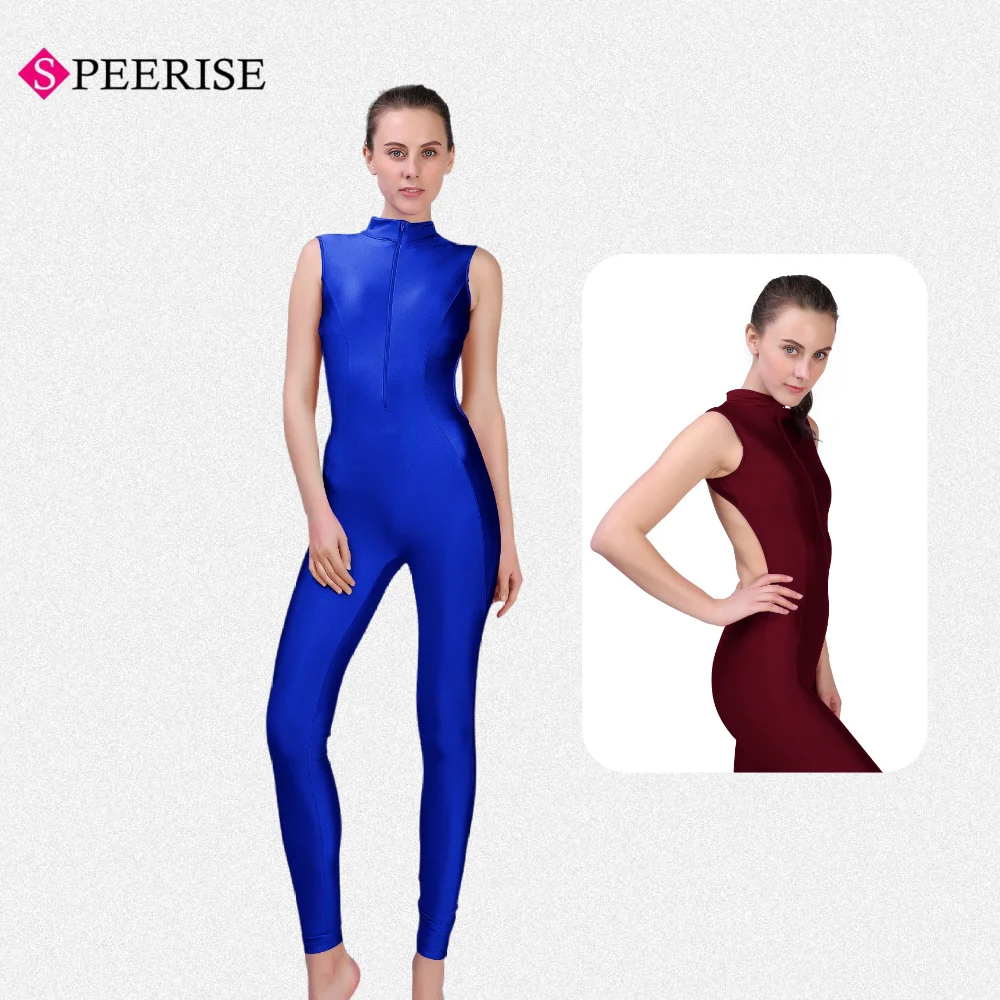 Mulheres sem costas elastano náilon unitard sem mangas bodysuit para adulto ballet dança wear desempenho macacão ginástica terno