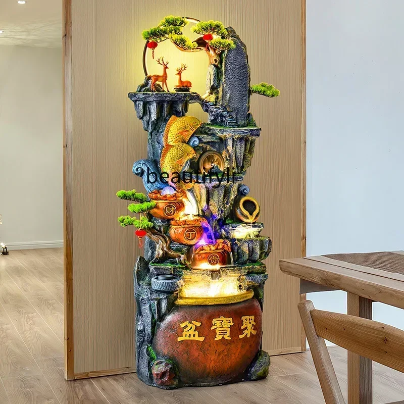 E153 K18 A26 Rockery flowing water attracts wealth Feng Shui wheel circulating water fountain floor ornament opening housewarmin