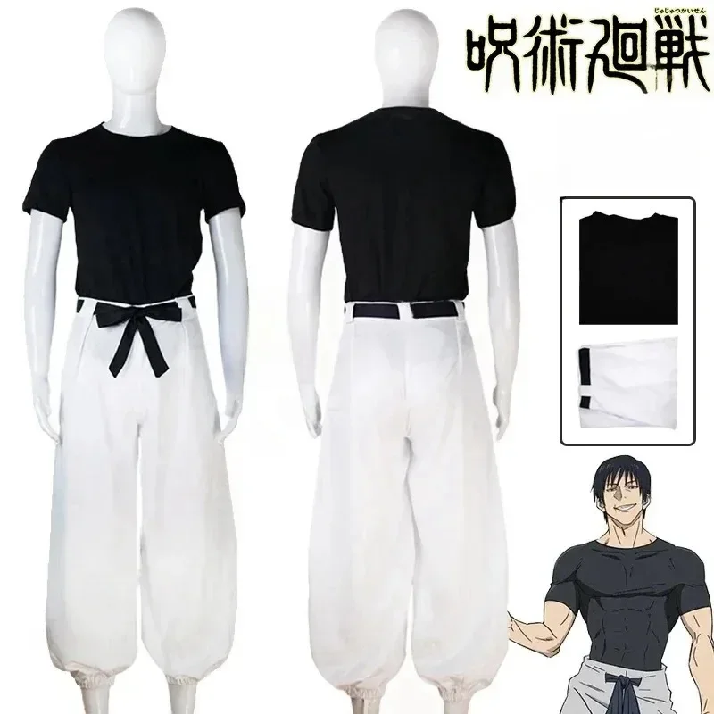 Disfraz de Cosplay de Toji Fushiguro, Uniforme del Anime Jujutsu Kaisen Temporada 2 con Peluca, Disfraz de Halloween de Cazador de Brujas para Hombre y Mujer