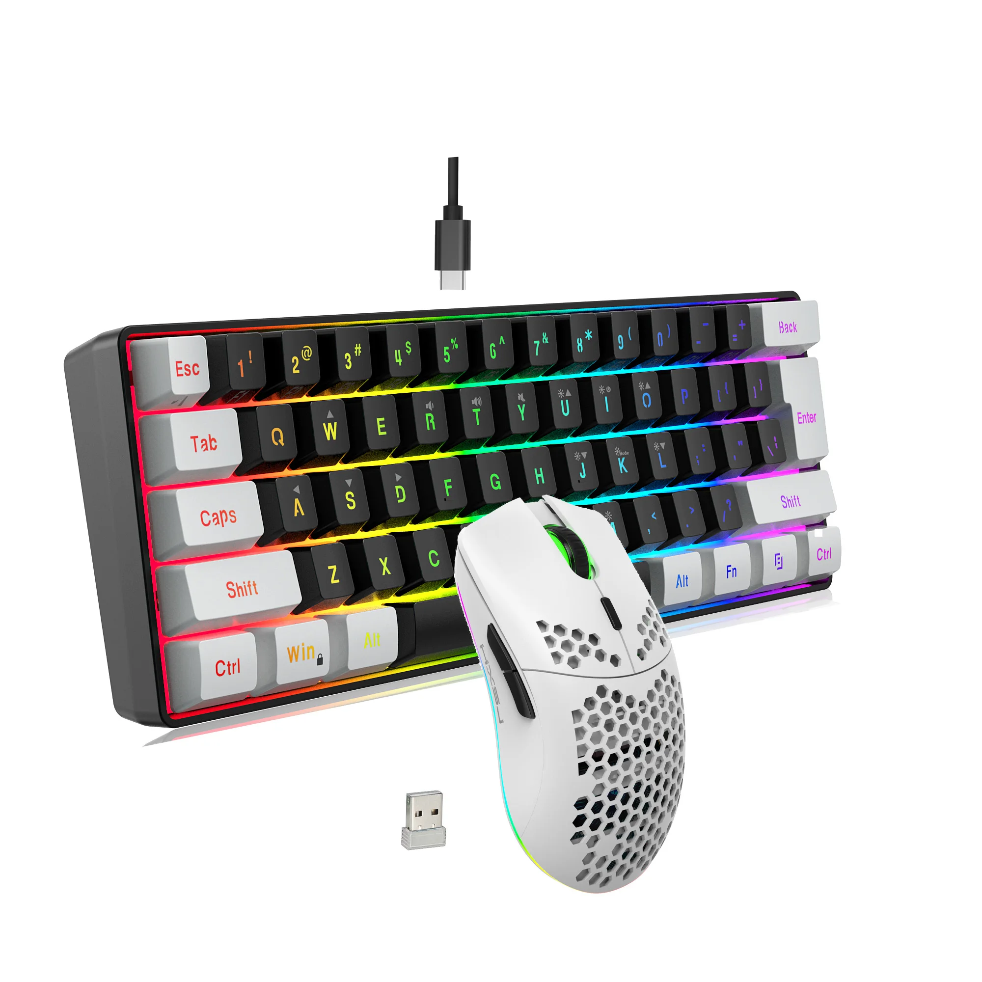 Popular choice 60% gaming keyboard and mouse kit combos RGB backlit lightweight hollow mouse and keyboard game for gamer office