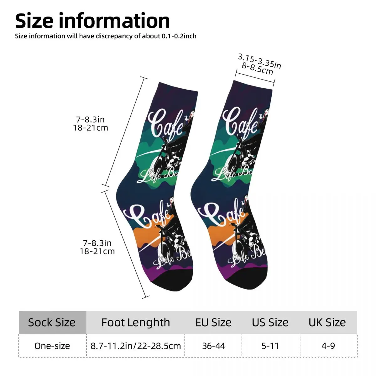 Cool Men's Socks Vintage Harajuku Cafe Racer Street Style Novelty Casual Crew Sock