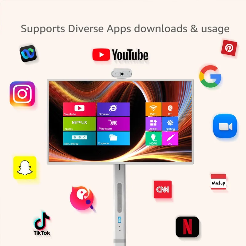 

factory price 32 inch portable touch screen smart tv 8+128G wifi Screen casting 8 core stand By me screen remote control