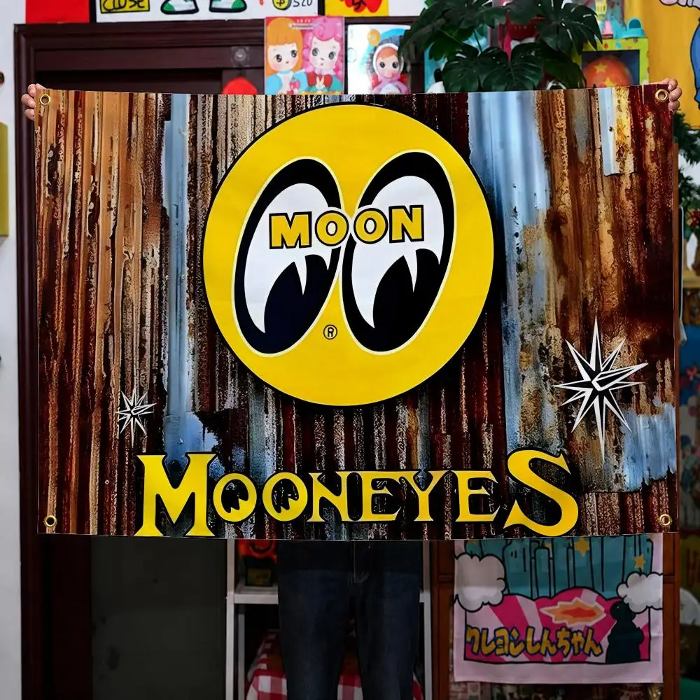 Brand MOONEYES Racing Kustom Kulture Flags Wall Hanging Background Flag Wall Decor Banners for Outdoor Bedroom Dorm Room Decor