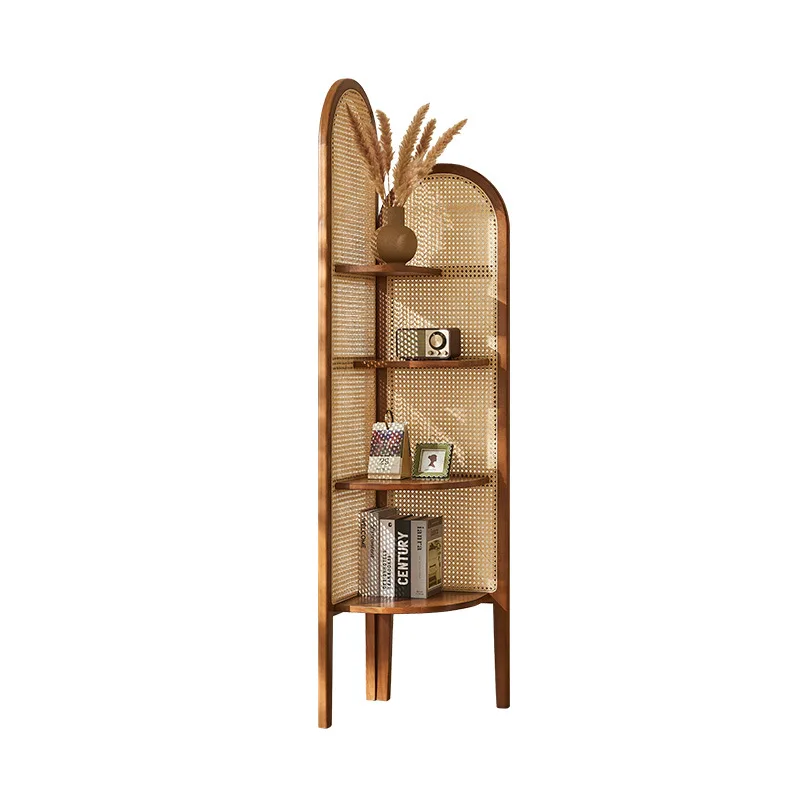 

Japanese-style rattan corner corner rack modern simple decorative triangular corner storage