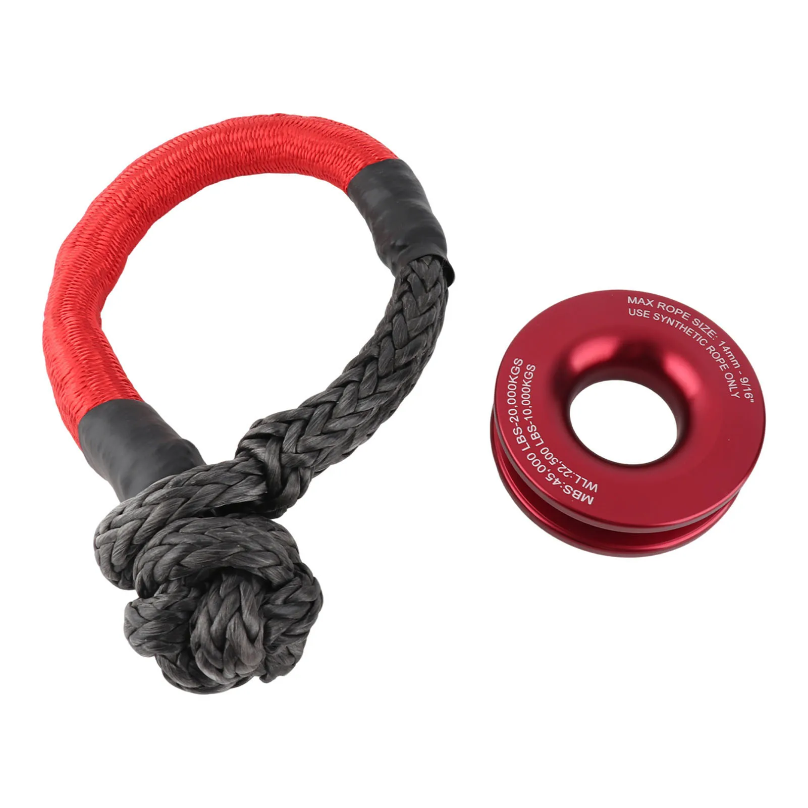 Winch Snatch Towing Rope Retention Pulley Rope Shackle Kit High Toughness for Off Road ATV UTV Trailer Truck SUV 4 X 4 Recovery