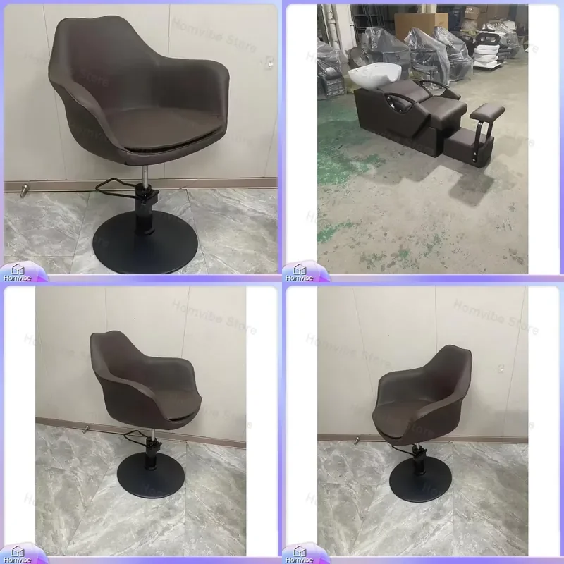 Brown Hydraulic Styling Chair for Hair Salon Barber Shop Makeup Artist Salon Furniture Metal Barber Chair Adjustable Height