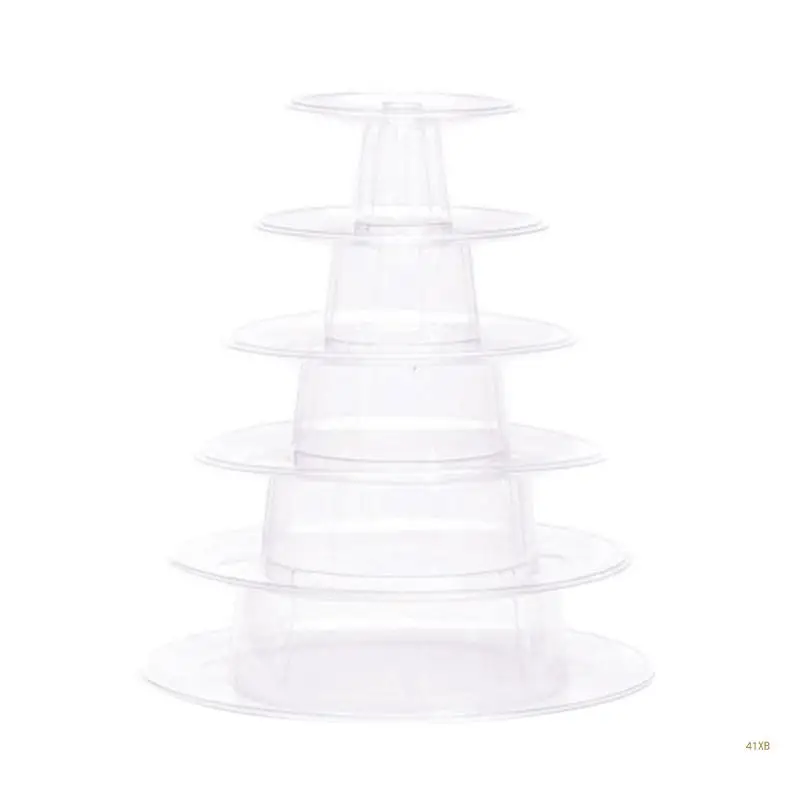 41XB Fashion Cupcake Holder with Metal Base PET Material Versatile Dessert Stand for Showcasing Cake on Special Occasion