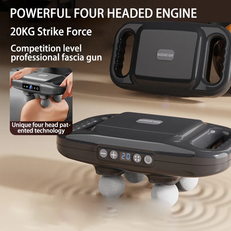 Electric Newest 4 Head Massage Gun Professional Deep Muscle Massager Body Relaxation High frequency Vibrate Fascia Gun Fitness