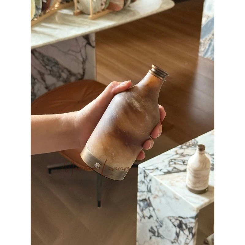 Creative personality alabaster table lamp restaurant bar decoration table lamp milk tea shop wine bottle charging table lamp