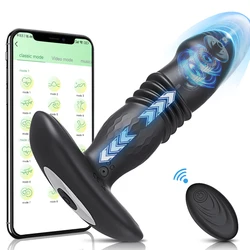 Male Thrusting Prostate Massager Bluetooth APP Vibrator for Men Gay Anal Plug Wireless Remote Butt Plug Sex Toy for Couples