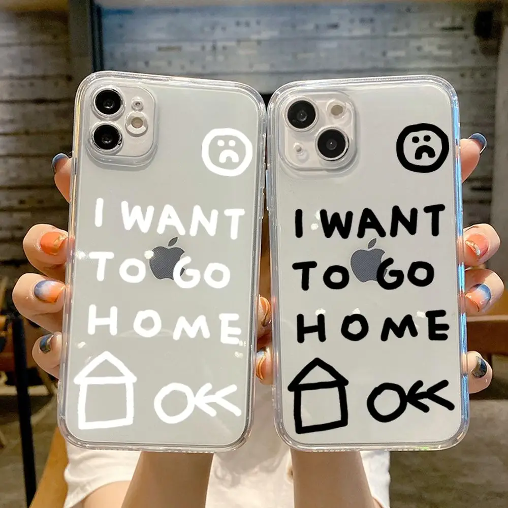 

Ins Korean Cute Simple Graffiti Phone Case FOR IPhone 15 14 13 12 11 Pro 14 15 16 Plus 13 Pro MAX XR XS Woman Transparent Covers