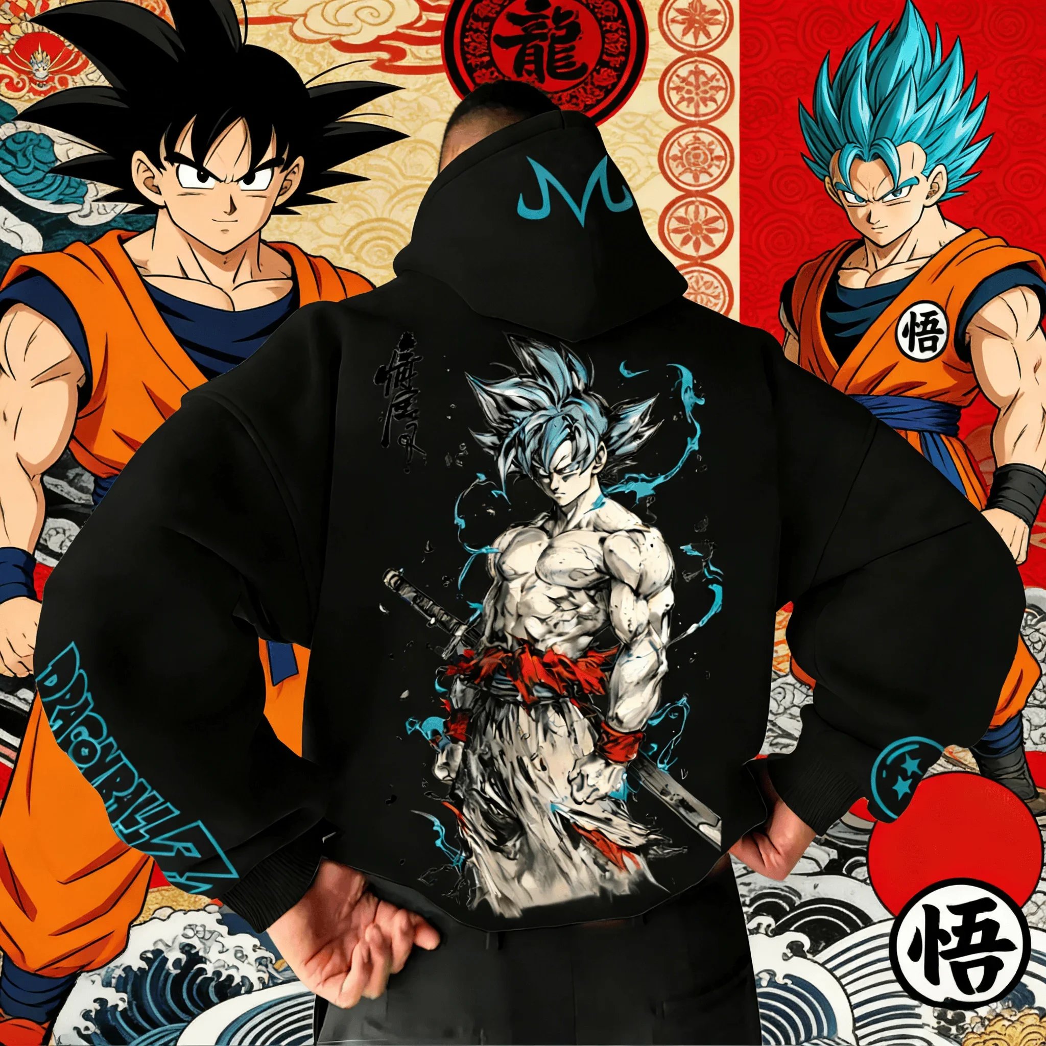 

Худи с принтом «Драгон Болл» в стиле ретро-самурая Гоку (2026) — унисекс, оверсайз, хлопковый свитшот, повседневная уличная одежда, пуловер