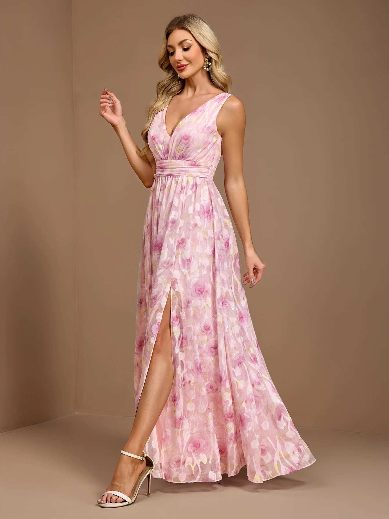 2026-new-chiffon-print-v-neck-a-line-side-slit-evening-gown-wedding-bridesmaid-party-vacation-dress