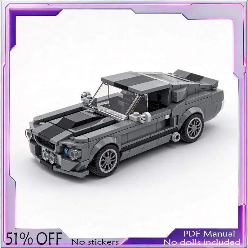 382PCS Classic American Muscle Car Model Custom Building Blocks Retro Sports Coupe Vehicle Assembly Toy Collection Display Gift