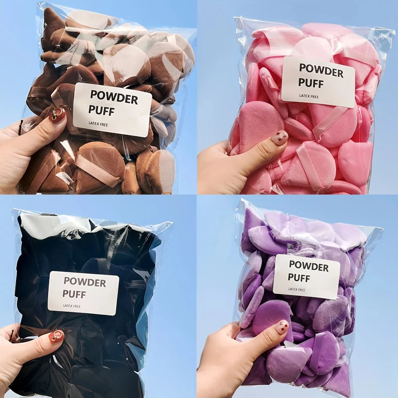 60個入りミニベルベット三角パウダーパフ、輪郭、目元、エッジ用の超ソフトメイクアップブレンダー、ファンデーションブレンドスポンジセット