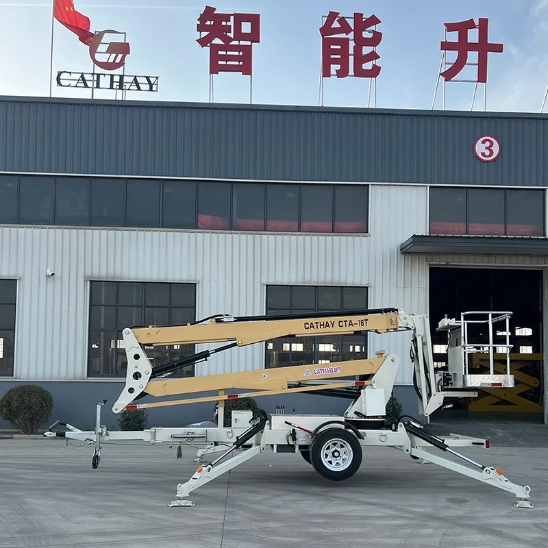 CATHAYLIFT New Electric Hydraulic Articulated Telescopic Towable Spider Boom Lift with Bucket