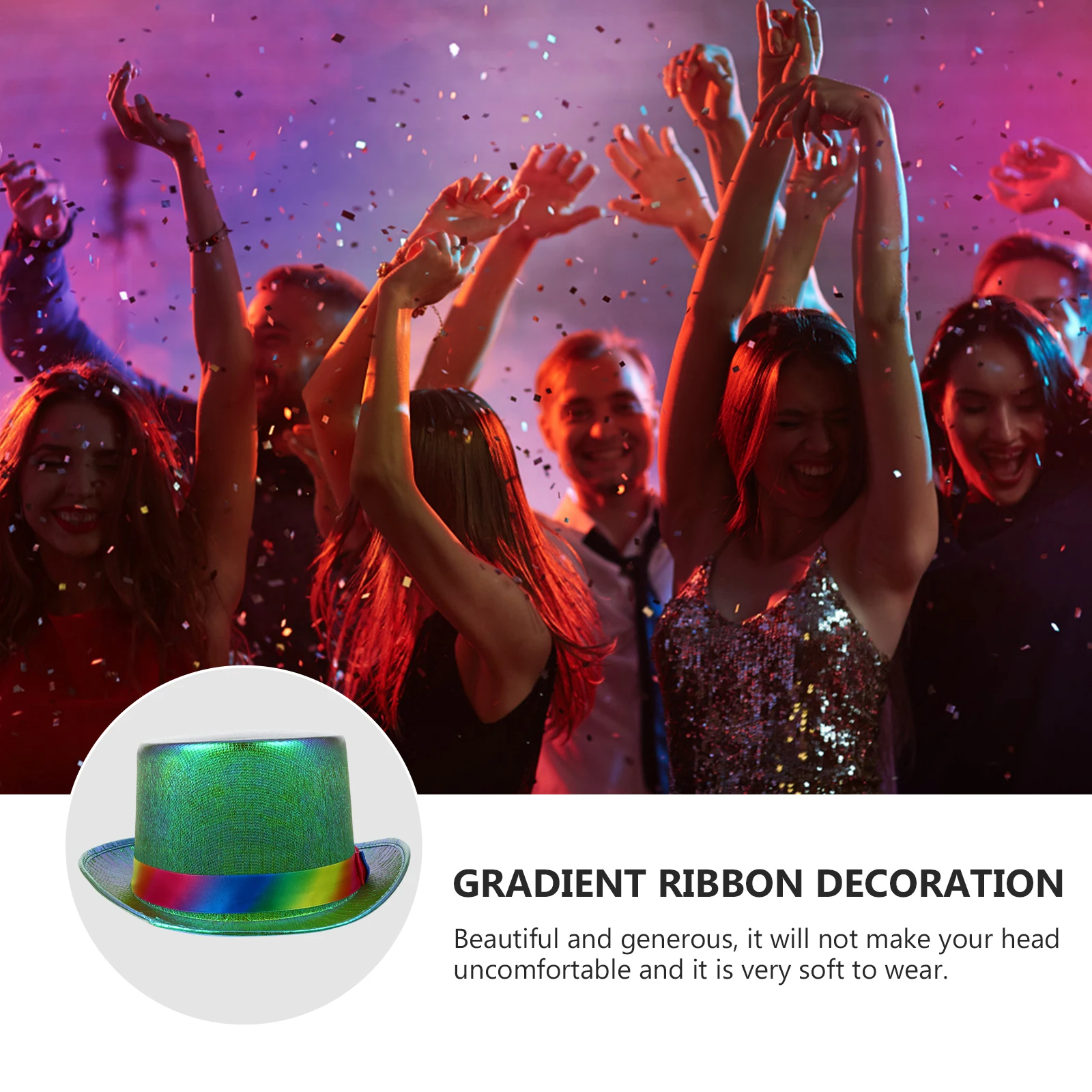 

Jazz Show Hat Gradient Ribbon Fashionable Durable Various Hat Colors Great for Decorations