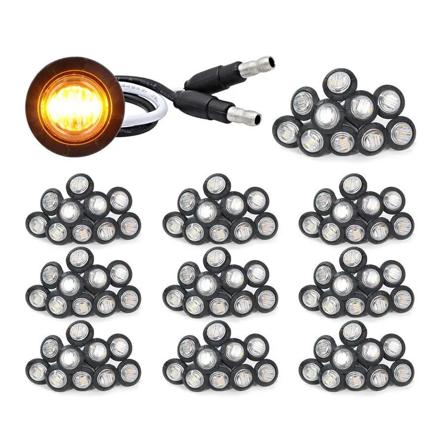 

3 4 Inch Round Mini Side Marker Clearance Lamp Sealed Indicator SMD Lights With Plug Trailer Truck Lorry Pickup ATV 12VDC Waterp
