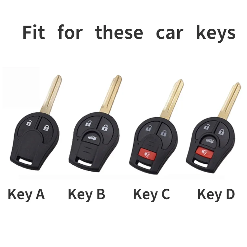 4 Buttons Carbon ABS Car Key Case Cover Fob for Nissan Altima Maxima Sentra Versa Key Cases Keyboard Cover Auto Accessories