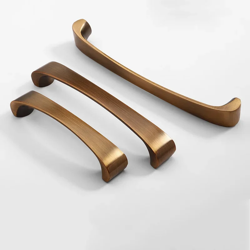 Arc-shaped Brushed Bronze Cabinet Pulls Solid Zinc Alloy Kitchen Cupboard Knobs Cabinet Handles Drawer Knobs Furniture Hardware