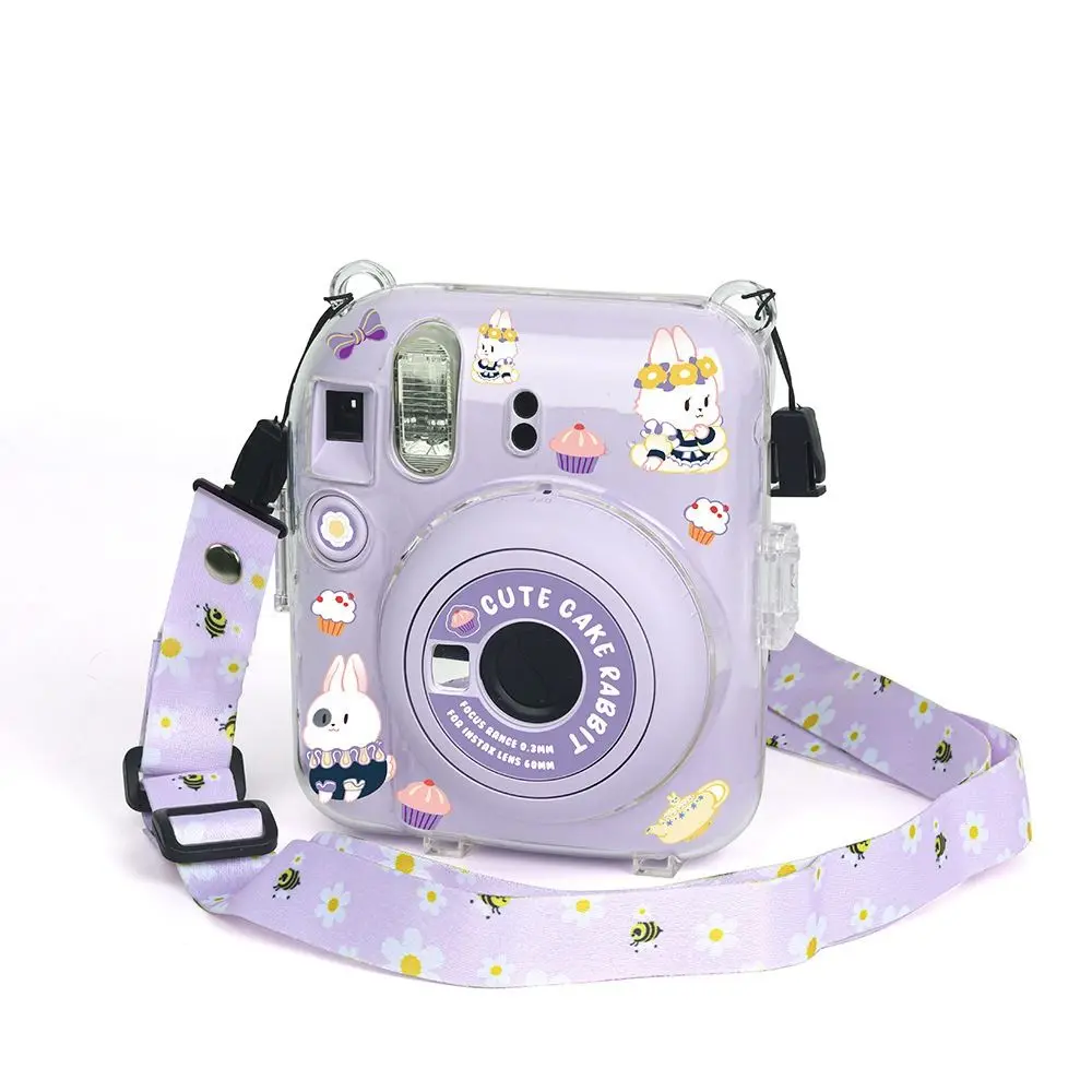 Transparent Instant Camera Bag with Cute Sticker Protective Case for Fujifilm instax mini12 Camera Cover Protective Shell