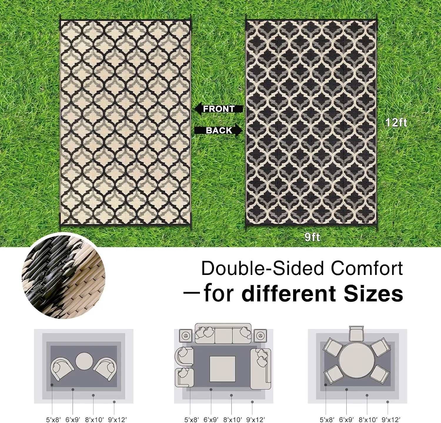 Outdoor Rug 9x12 ft Waterproof - đánh giá và giá Outdoor Camping Rugs 9X12