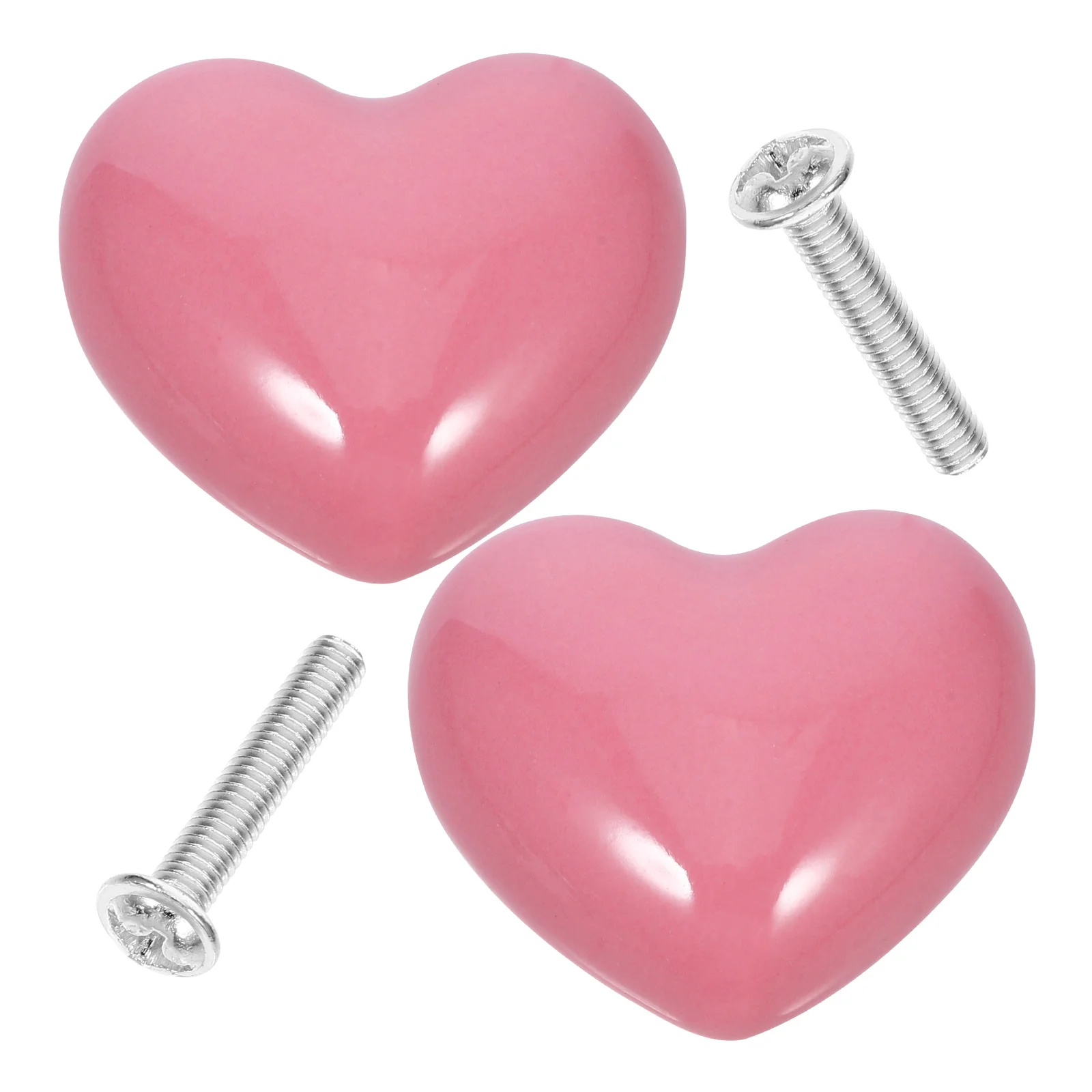 

2 Pcs Ceramic Heart Shaped Drawer Knobs Pink Small Love Single Hole Wardrobe Cabinet Dresser Kitchen Furniture Hardware