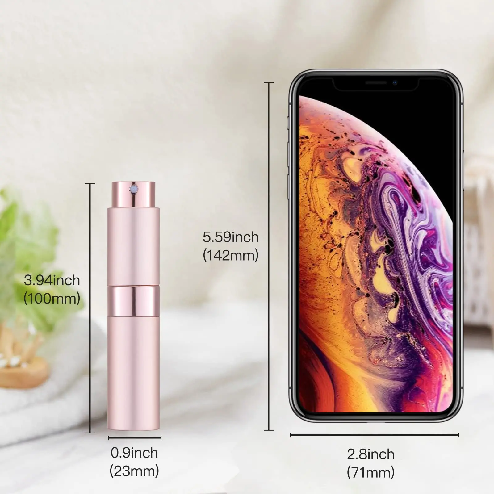 5PCS+4 Accessories Perfume Nebulizer Refillable 8ml with 5 Spray Bottles, 1 Funnel, 1 Straw, 1 Dispenser Divan, 1 Spring Straw