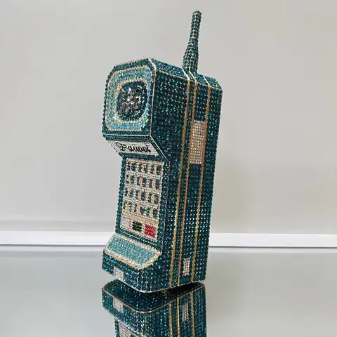 XIYUAN Nyaste Mobiltelefonformad Strass Aftonväska Lyxig Diamant Bröllopsväska Dam Rosa Kristall Brudväska 10 best sales bokformad väska - №4