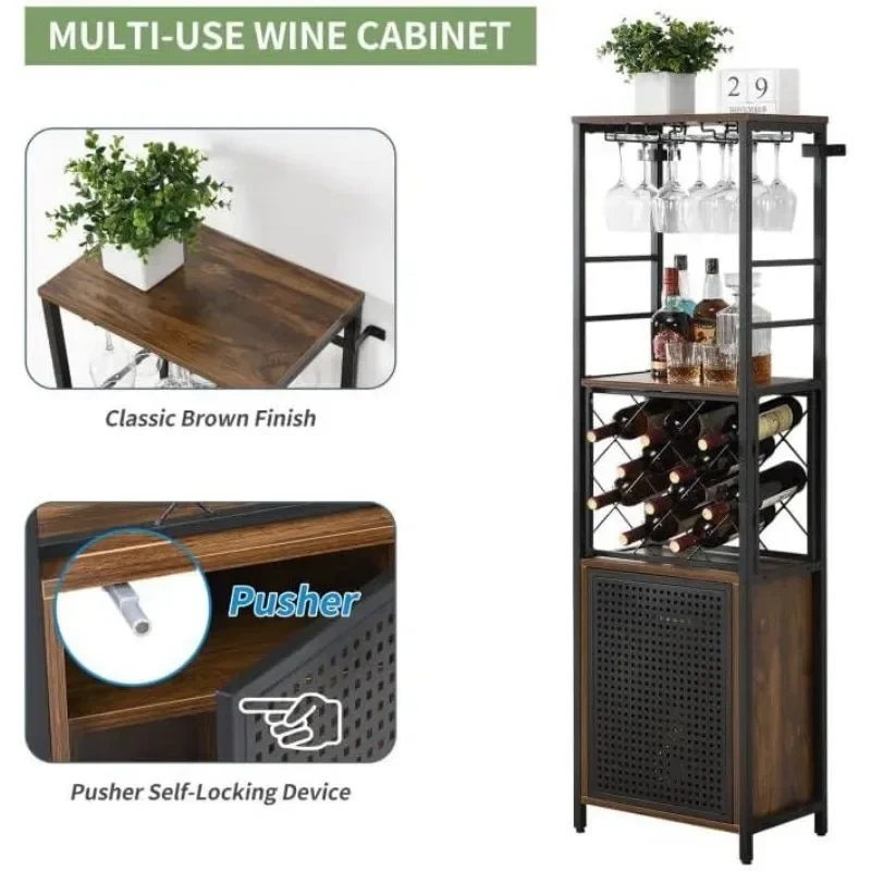 Armário de bar de vinho FURNITURE para licor e vidro, rack independente, piso com ajustável