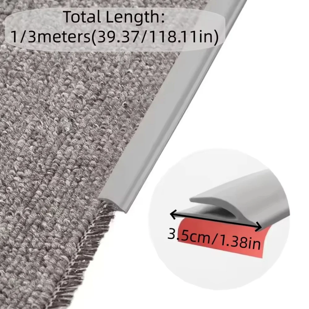 1pc 1/3metersX3.5cm PVC Carpet Edge Trim Strip Self Adhesive Flexible Rug Edge Protector CuttableTransition Cover
