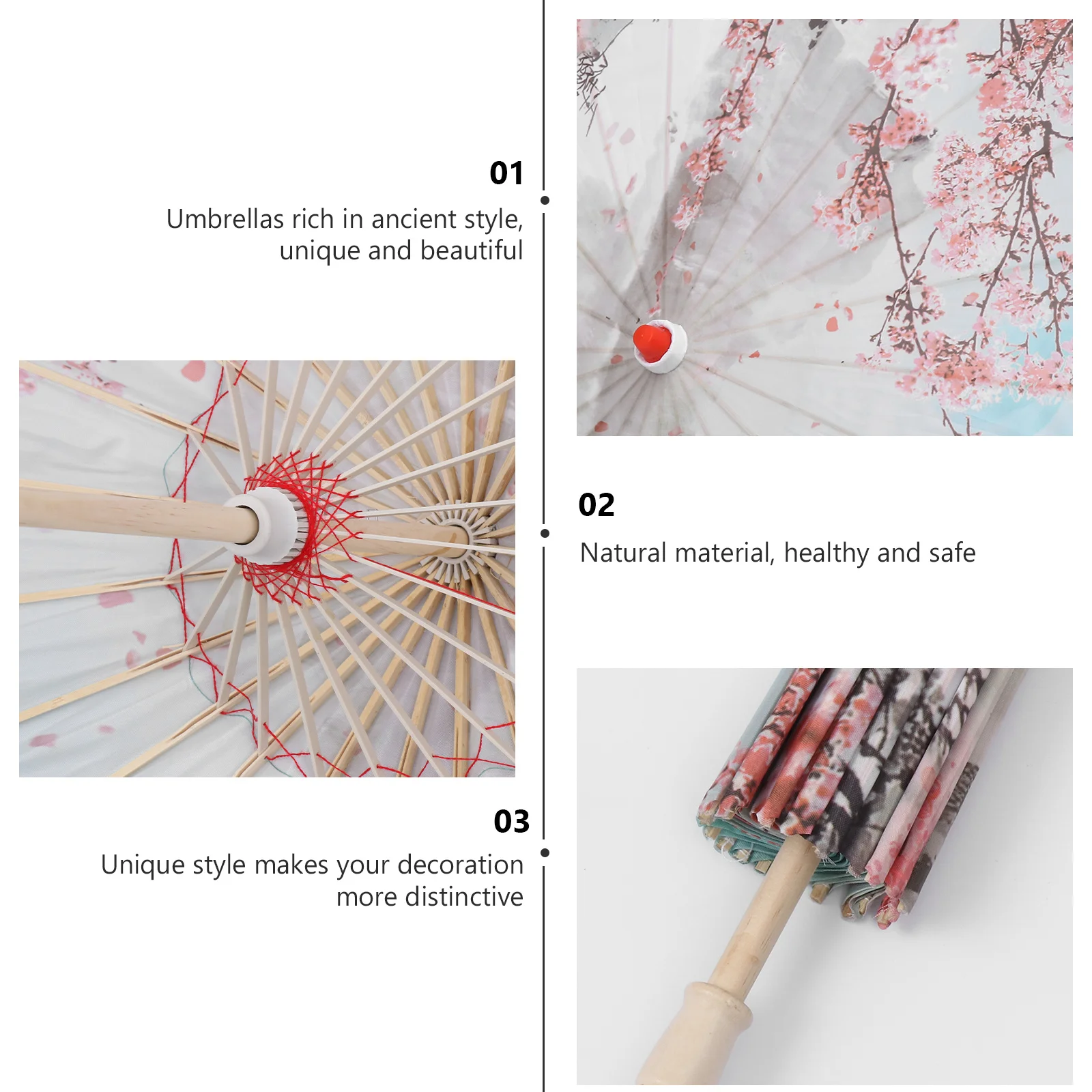 

1pc Ancient Style Umbrella Chinese Oil Paper Umbrella For Photography Props Decorative Stage Use Classical Cloth Wood Craft Home