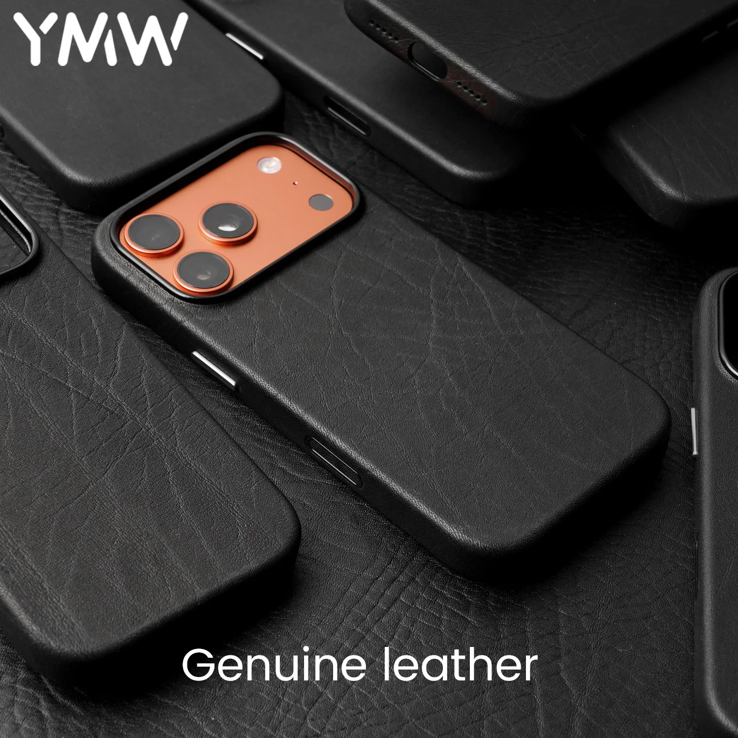 

YMW Genuine Leather Case for iPhone 17 Pro/17 Pro Max Magnetic Whole Wheat First Layer Cowhide Phone Cover