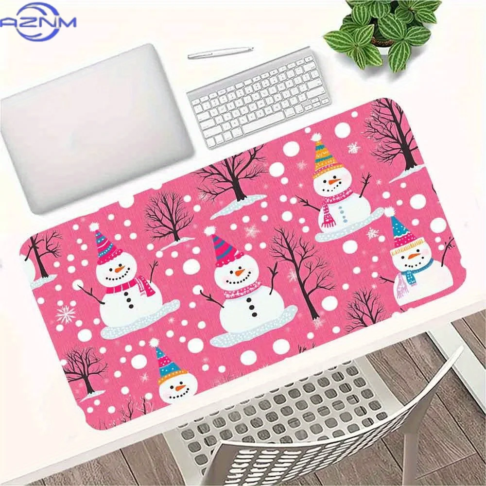 Christmas Snowman Oversized Mouse Pad - Non-Slip, Rectangular Desk Mat for Office and Gaming