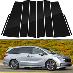 8PCS Gloss Black Pillar Posts Fit For Honda Odyssey 2018 2019 2020 2021 2022 Door Trim Window Sticker Cover Decor Accessories