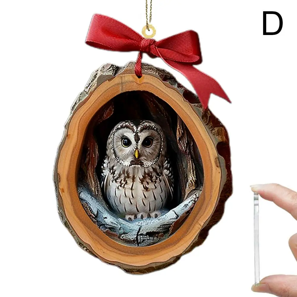 Ornamento de natal animal, árvore de natal padrão animal ornamento acrílico 2d, decoração animal da floresta para árvore de natal d j1a3