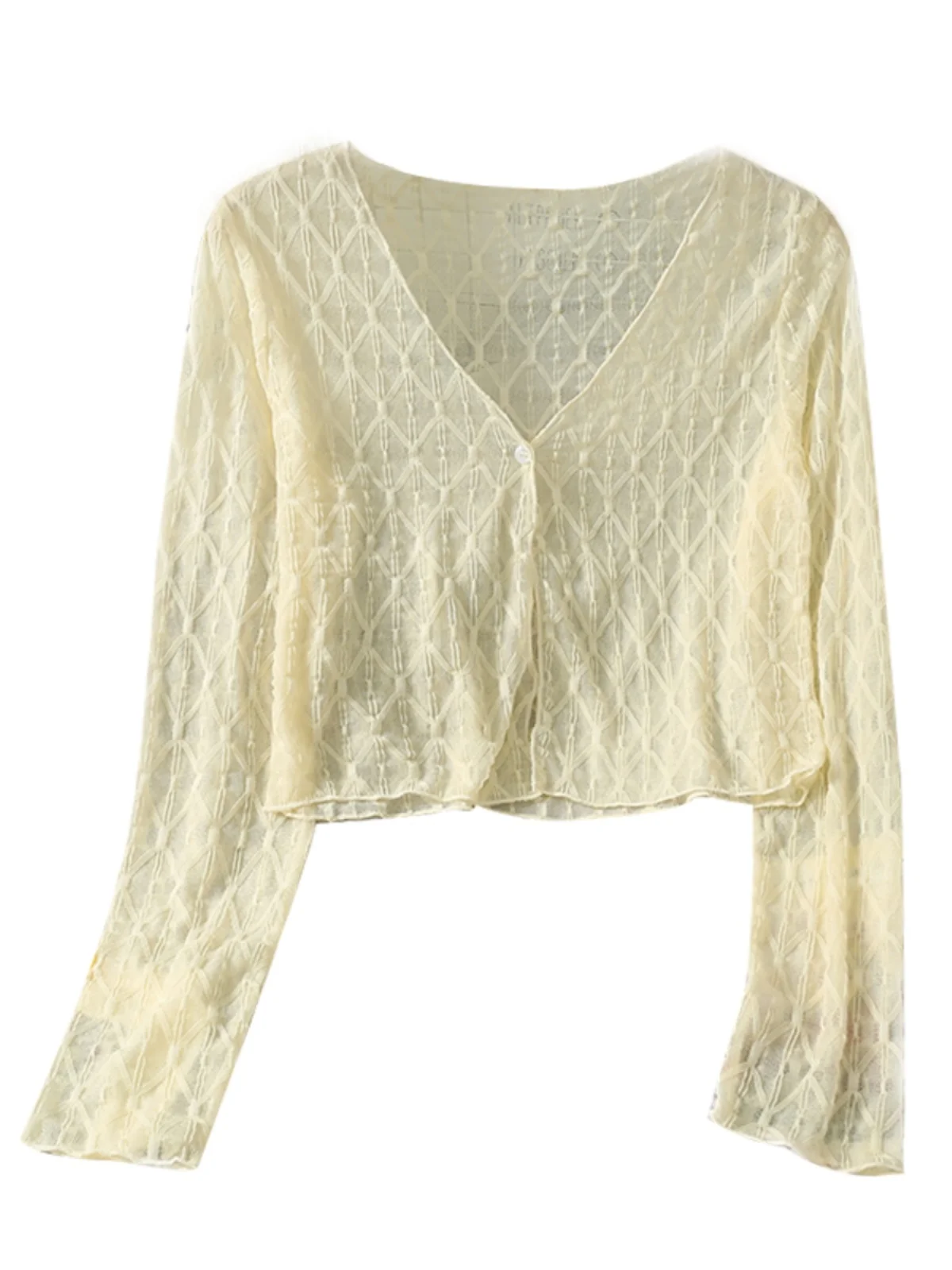 

Новинка 2024, женский кардиган Ele ort Sve, легкий низкий воротник, ажурная солнцезащитная верхняя одежда, модная одежда для поездок на работу...