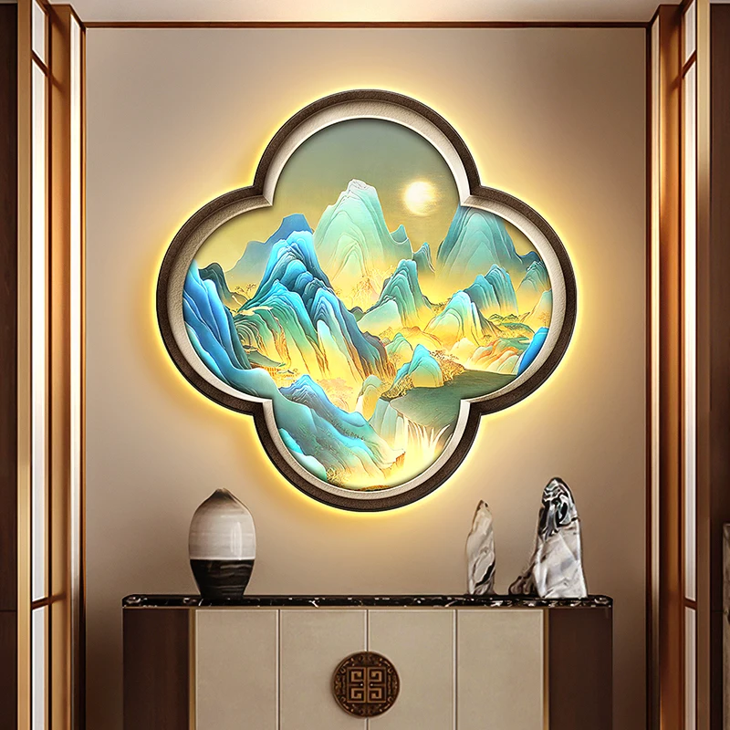 Landscape Painting Entrance Decoration Painting Plum Blossom Shaped Corridor Hanging Painting Fake Window Entrance Light Mural